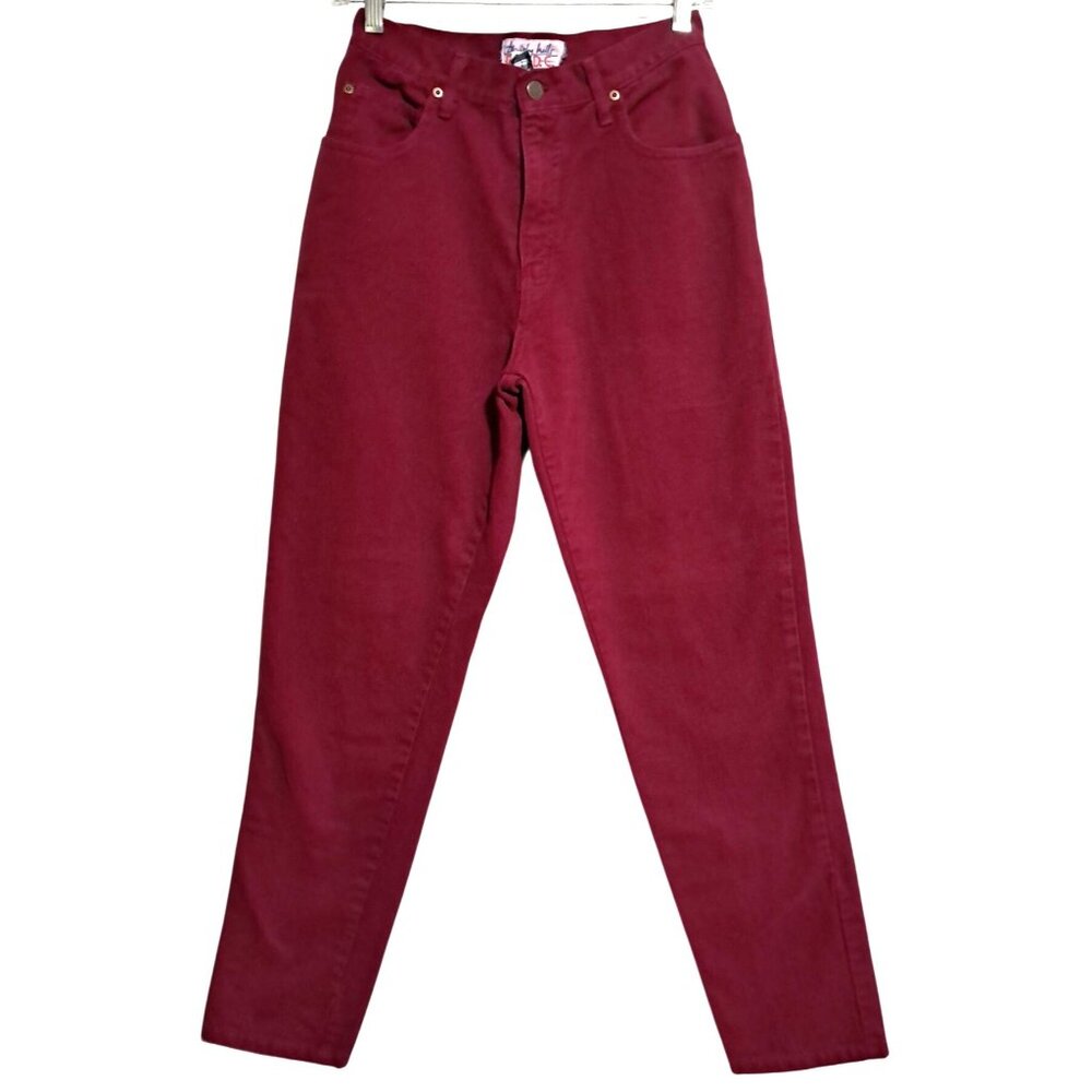 Beverly Hills B.H.D.C. Jeans Womens Size 7 High-Waisted Red Brushed Cotton Denim